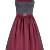 Midi Dirndl 65 cm anthrazit dunkelrot Manu 014677 ~ 44