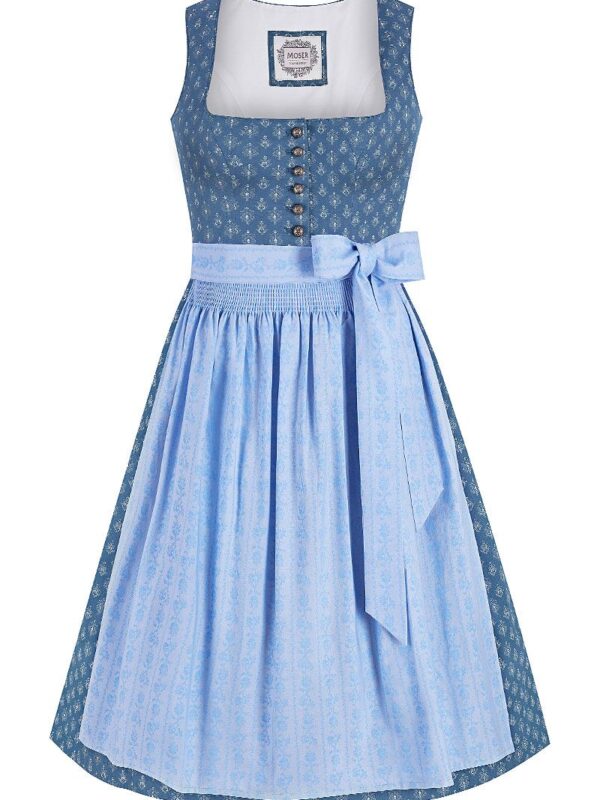Midi Dirndl 65 cm blau hellblau Hilda 015072 ~ 36