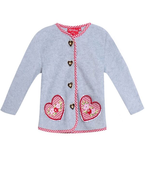 Kinder Trachtenjacke hellgrau rot 011405 ~ 116