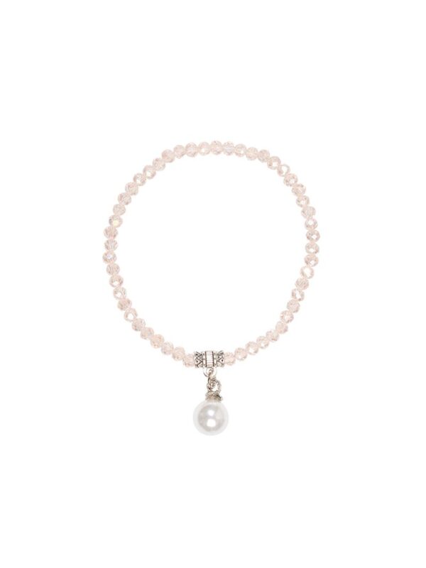 Kristallarmband mit Perlen-Anhänger verschiedenfarbig 008466 ~ rosa
