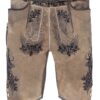 Lederhose kurz mit Gürtel hellbraun-schwarz Elvis 002420 ~ 54