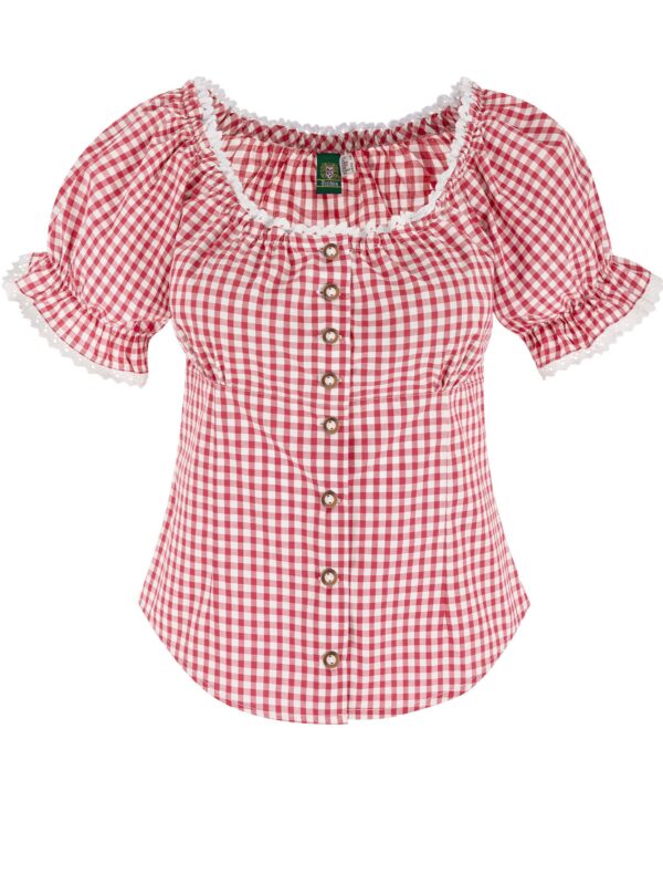 Trachtenbluse mit Karomuster ~ rot ~ 36
