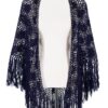 Poncho dunkelblau handgehäkelt 009930