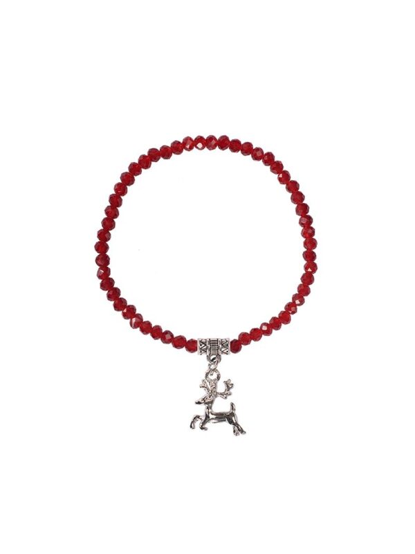 Kristallarmband mit Hirsch-Anhänger verschiedenfarbig 008464 ~ dunkelrot