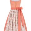 Midi Dirndl 70 cm apricot creme Samtcord Christin 017126 ~ 36