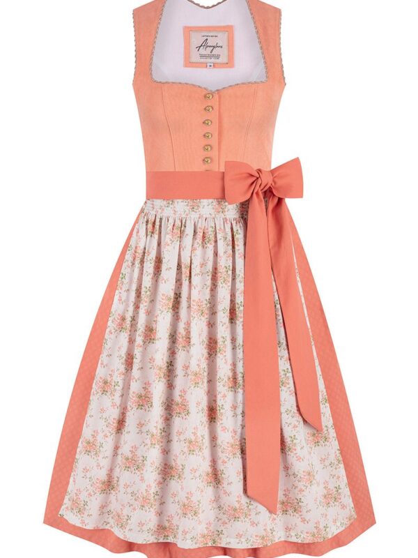 Midi Dirndl 70 cm apricot creme Samtcord Christin 017126 ~ 36