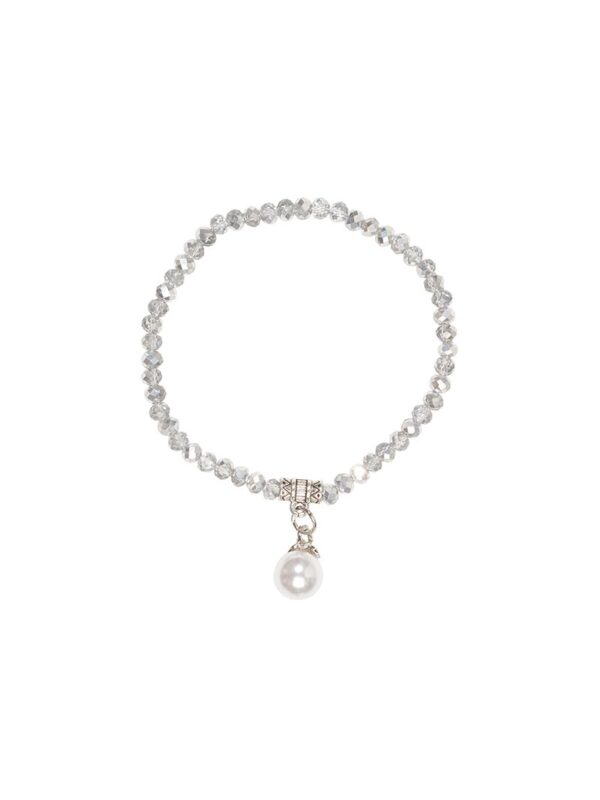 Kristallarmband mit Perlen-Anhänger verschiedenfarbig 008466 ~ silber