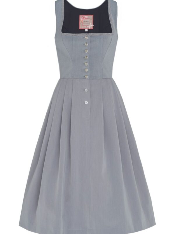 Midi Dirndl 70cm Gastro hellgrau Stretch Babette 006870 ~ 50
