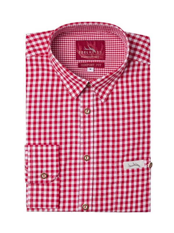 Trachtenhemd langarm rot kariert Robby 005115 ~ 3XL