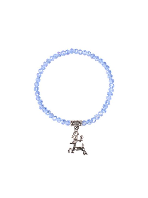 Kristallarmband mit Hirsch-Anhänger verschiedenfarbig 008464 ~ hellblau