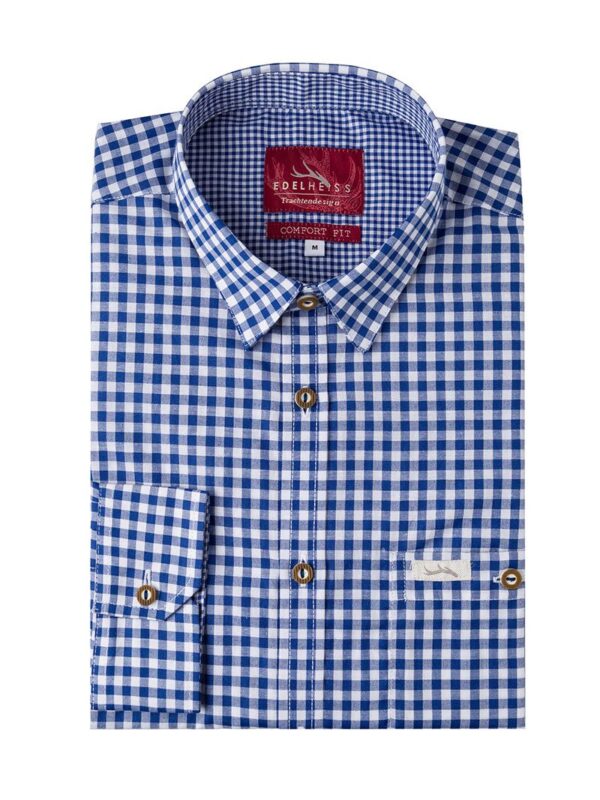 Trachtenhemd langarm dunkelblau kariert Robby 005119 ~ 3XL