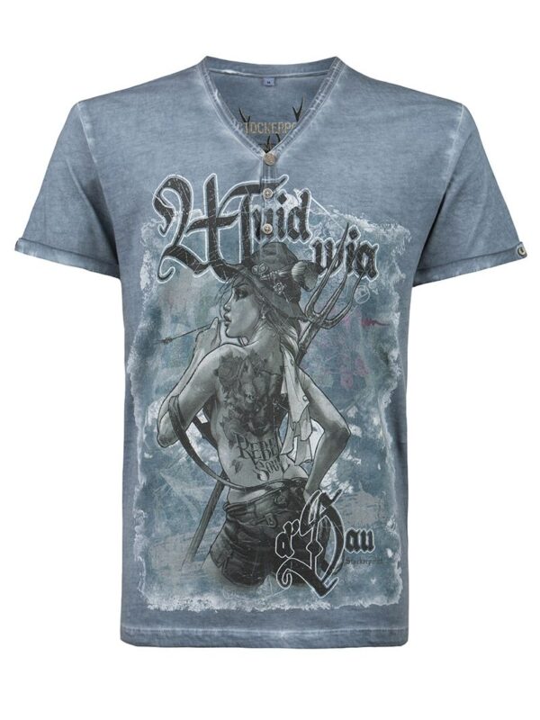 Trachtenshirt rauchblau Rebel Soul 011091 ~ M