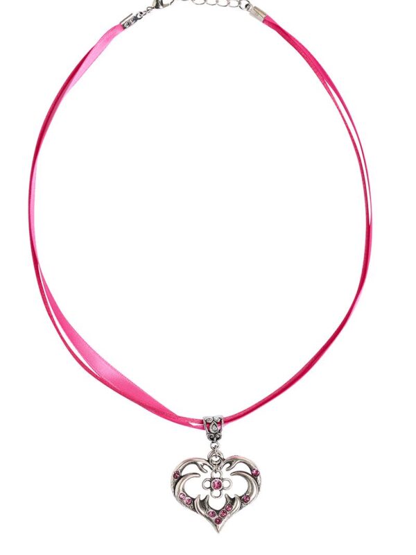 Collier in 11 Farben mit Herzgeweih und Svarowskisteinen 103573 ~ fuchsia