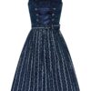 Midi Dirndl 65 cm dunkelblau gepunktet 015619 ~ 32