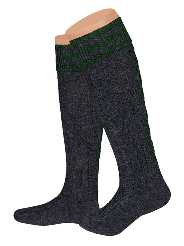 Trachtensocken lang anthrazit grün Merinowolle 005547 ~ 40-41