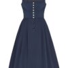 Midi Dirndl 70cm Gastro dunkelblau Stretch Babette 006872 ~ 38