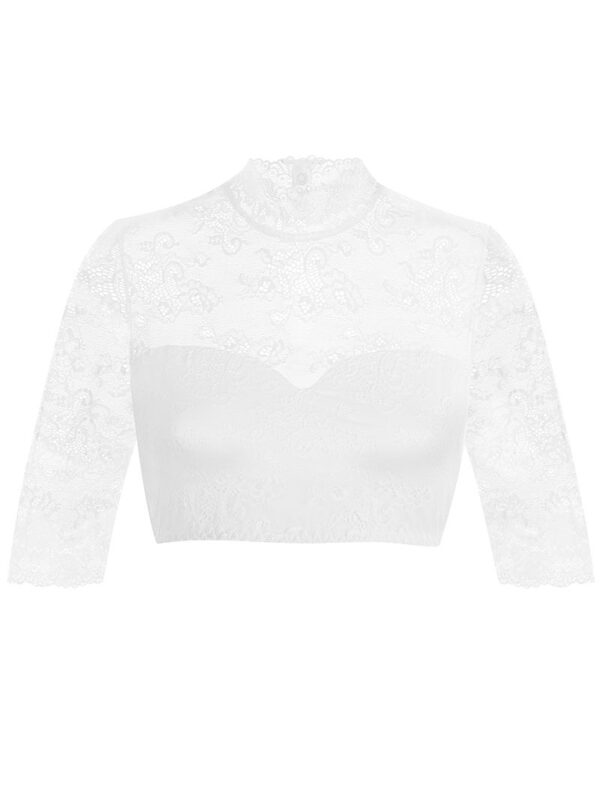 Dirndlbluse Spitze weiß Stretch Aileen 012890 ~ 32