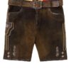 Kinder Lederhose kurz mit Gürtel braun antik Flori 003850 ~ 86