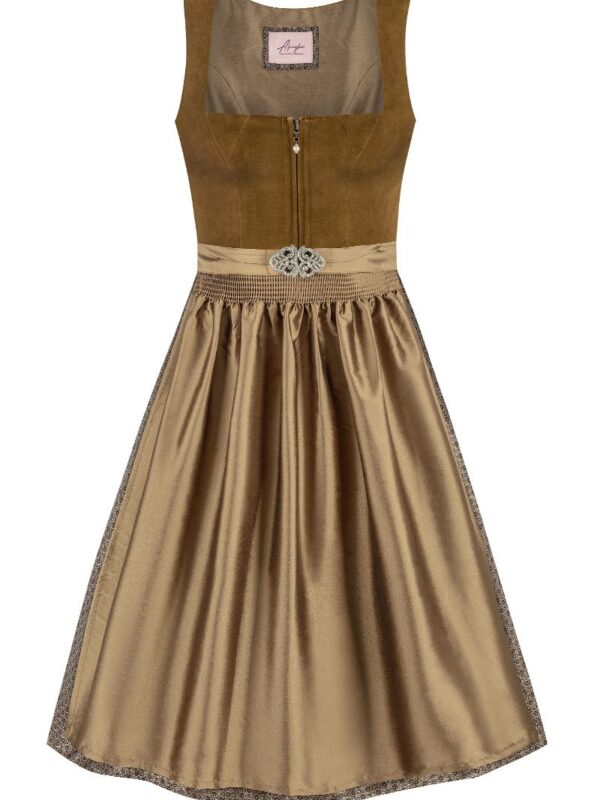Midi Dirndl 70 cm olivbraun taupe Samt Pascal 015077 ~ 48