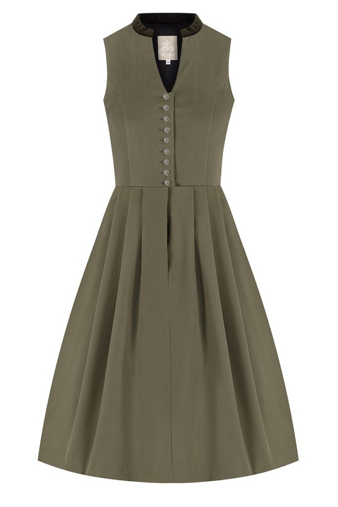 Midi Dirndl 65 cm Gastro oliv Stretch Viona 013191 ~ 42
