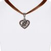 Collier mit Herzanhänger & Edelweiß 102293 ~ braun