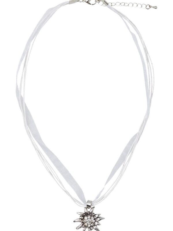 Collier mit Edelweissanhänger 000157 ~ weiß