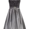 Midi Dirndl 70 cm anthrazit silbergrau Samt Pascal 015080 ~ 46