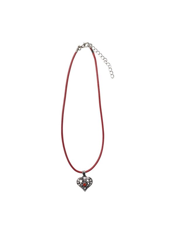 Collier mit Herzanhänger 000156 ~ dunkelrot