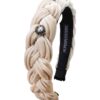 Samt Haarreif mit Perlen ~ beige
