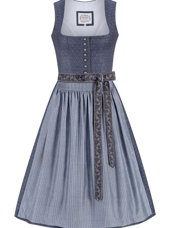 Midi Dirndl 70 cm blau blaugrau Martina 015477 ~ 44