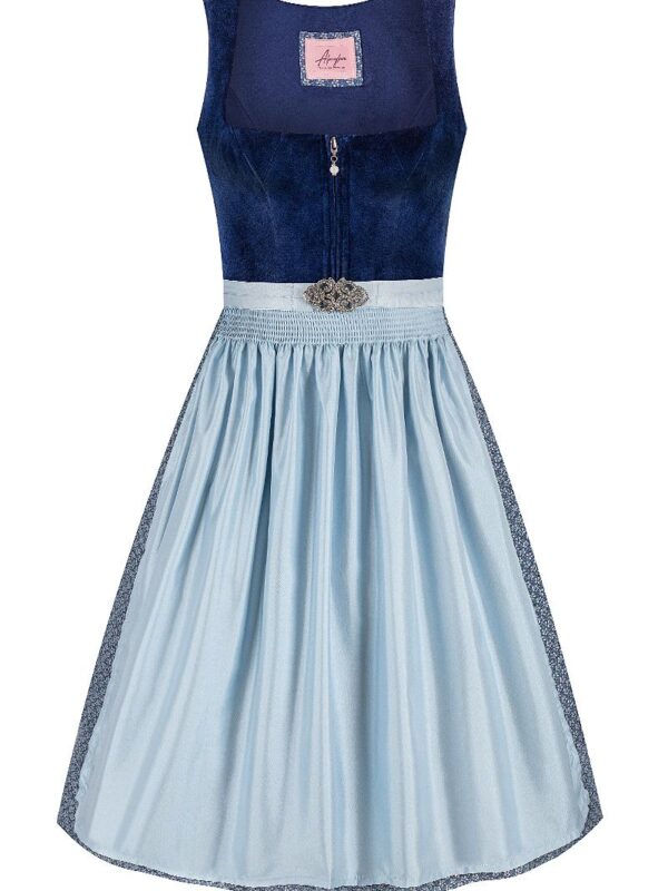 Midi Dirndl 70 cm dunkelblau hellblau Samt Pascal 015076 ~ 42