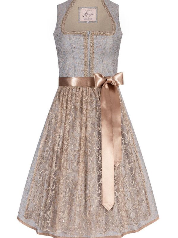 Midi Dirndl 65 cm hellblau taupe Diana 010440 ~ 44