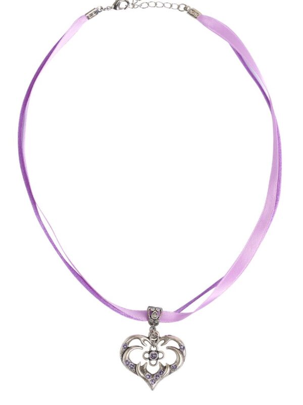 Collier in 11 Farben mit Herzgeweih und Svarowskisteinen 103573 ~ flieder