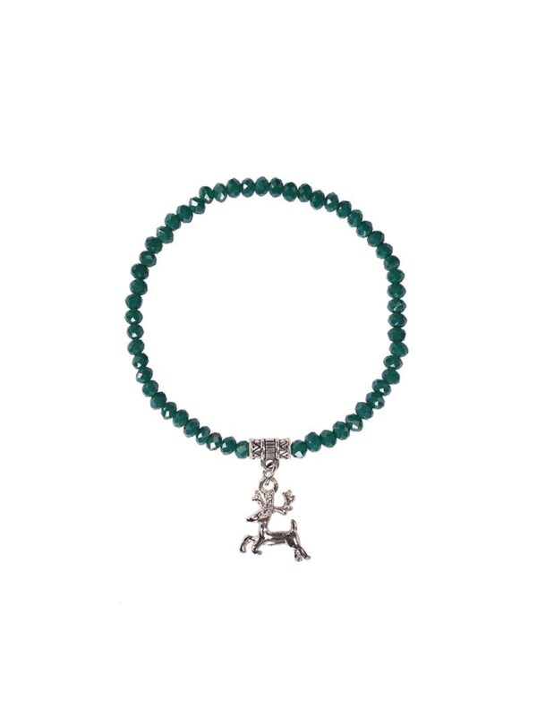 Kristallarmband mit Hirsch-Anhänger verschiedenfarbig 008464 ~ dunkelgrün