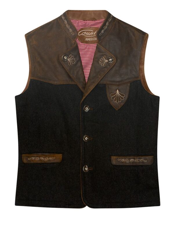 Trachtenweste braun anthrazit Leder Jonas 013182 ~ 48