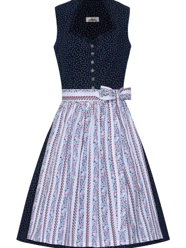 Mini Dirndl 60 cm dunkelblau geblümt weiß 015617 ~ 42