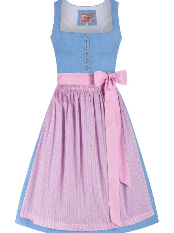 Midi Dirndl 65 cm hellblau rosa Lisa 014673 ~ 50