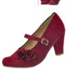 Pumps dunkelrot mit aufgesetzten Rosen 003877 ~ 42