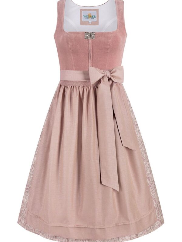 Midi Dirndl 70 cm rosenholz altrosa Samt Sarah 016252 ~ 38