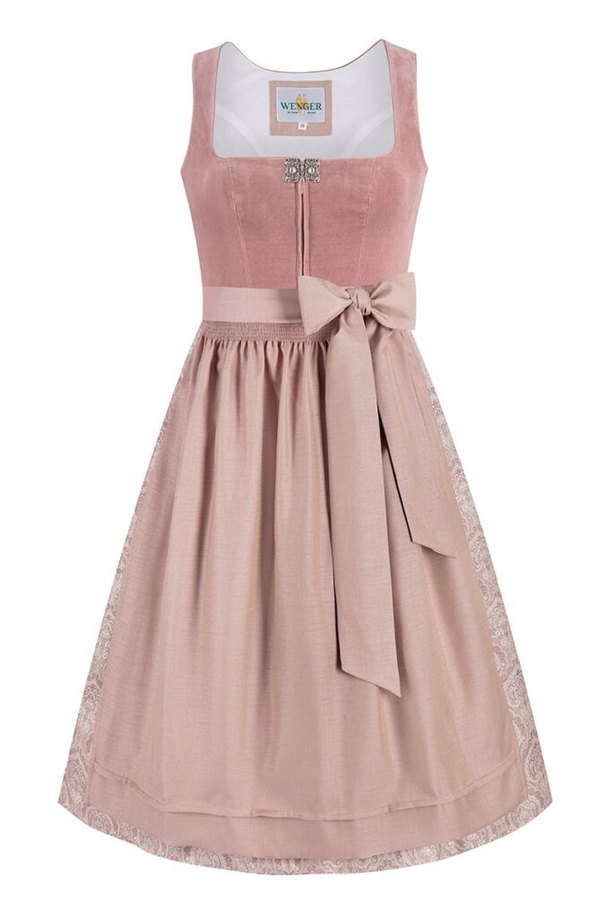 Midi Dirndl 70 cm rosenholz altrosa Samt Sarah 016252 ~ 38