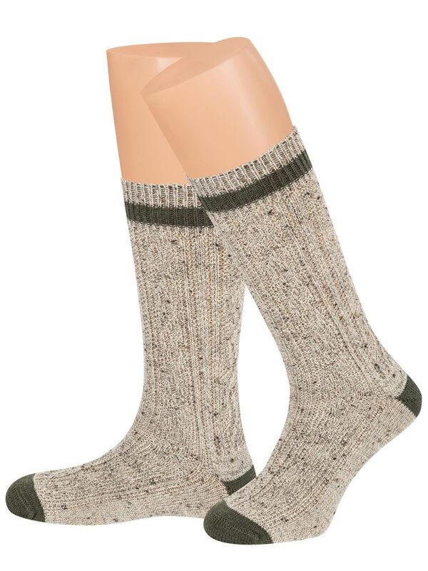Trachtensocken kurz hellbraun meliert oliv 011206 ~ 38-39
