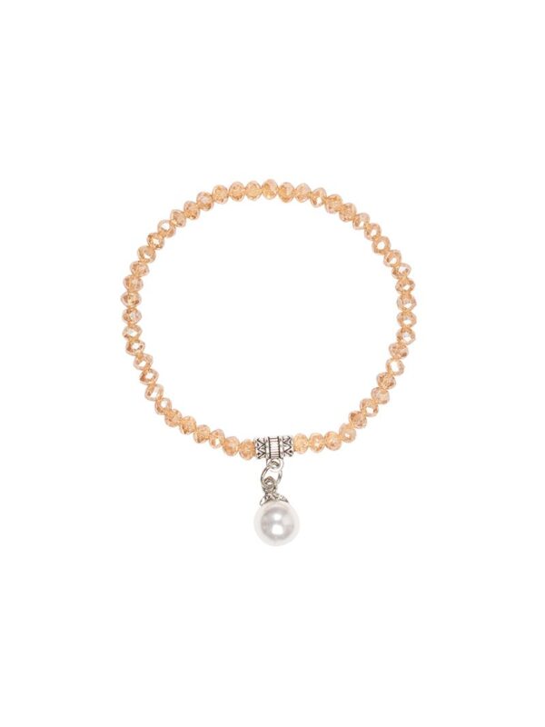 Kristallarmband mit Perlen-Anhänger verschiedenfarbig 008466 ~ beige