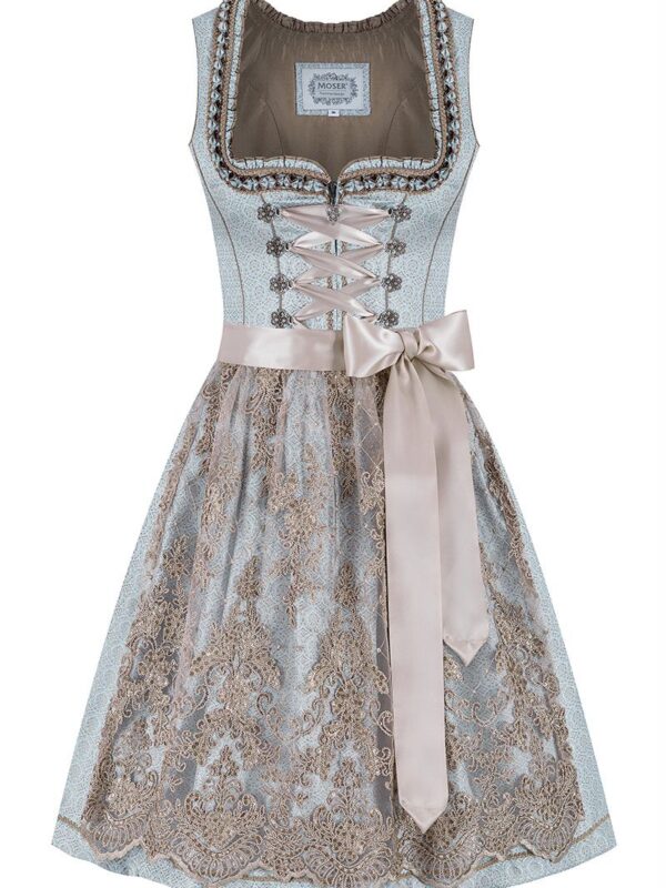Mini Dirndl 60 cm hellblau taupe Tiara 012085 ~ 36