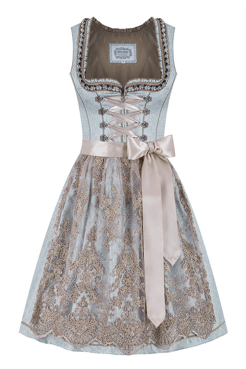 Mini Dirndl 60 cm hellblau taupe Tiara 012085 ~ 36