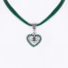 Collier verschiedenfarbig mit Herzanhänger und Satinband 005703 ~ dunkelgrün