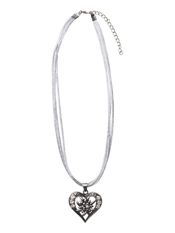 Collier mit Herzanhänger 000156 ~ grau