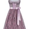Midi Dirndl 65 cm flieder geblümt Denise 013923 ~ 34