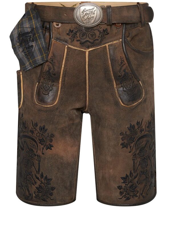 Lederhose kurz mit Gürtel braun-antik Boandlkramer 002789 ~ 58