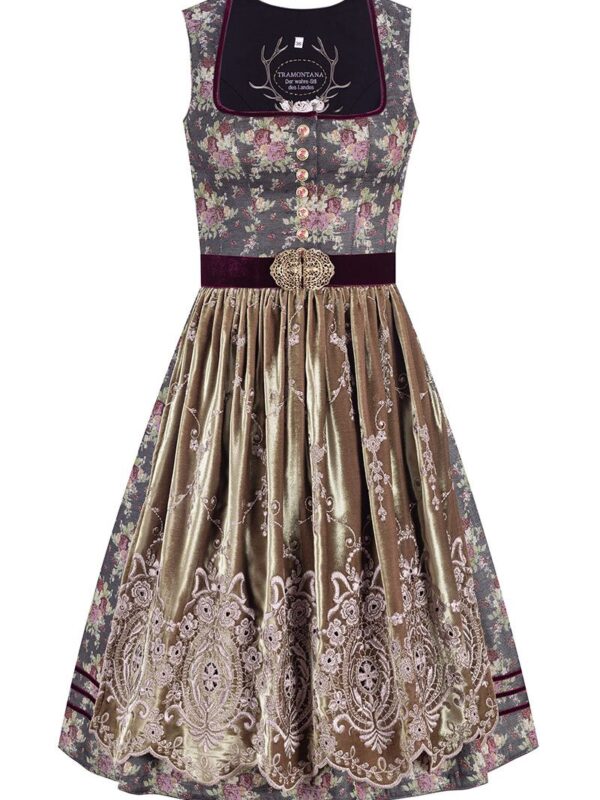 Midi Dirndl 65 cm schwarz beere geblümt Mariella 011656 ~ 38