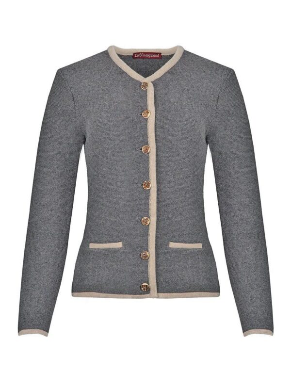 Trachten Strickjacke grau-natur Dani 002330 ~ 32